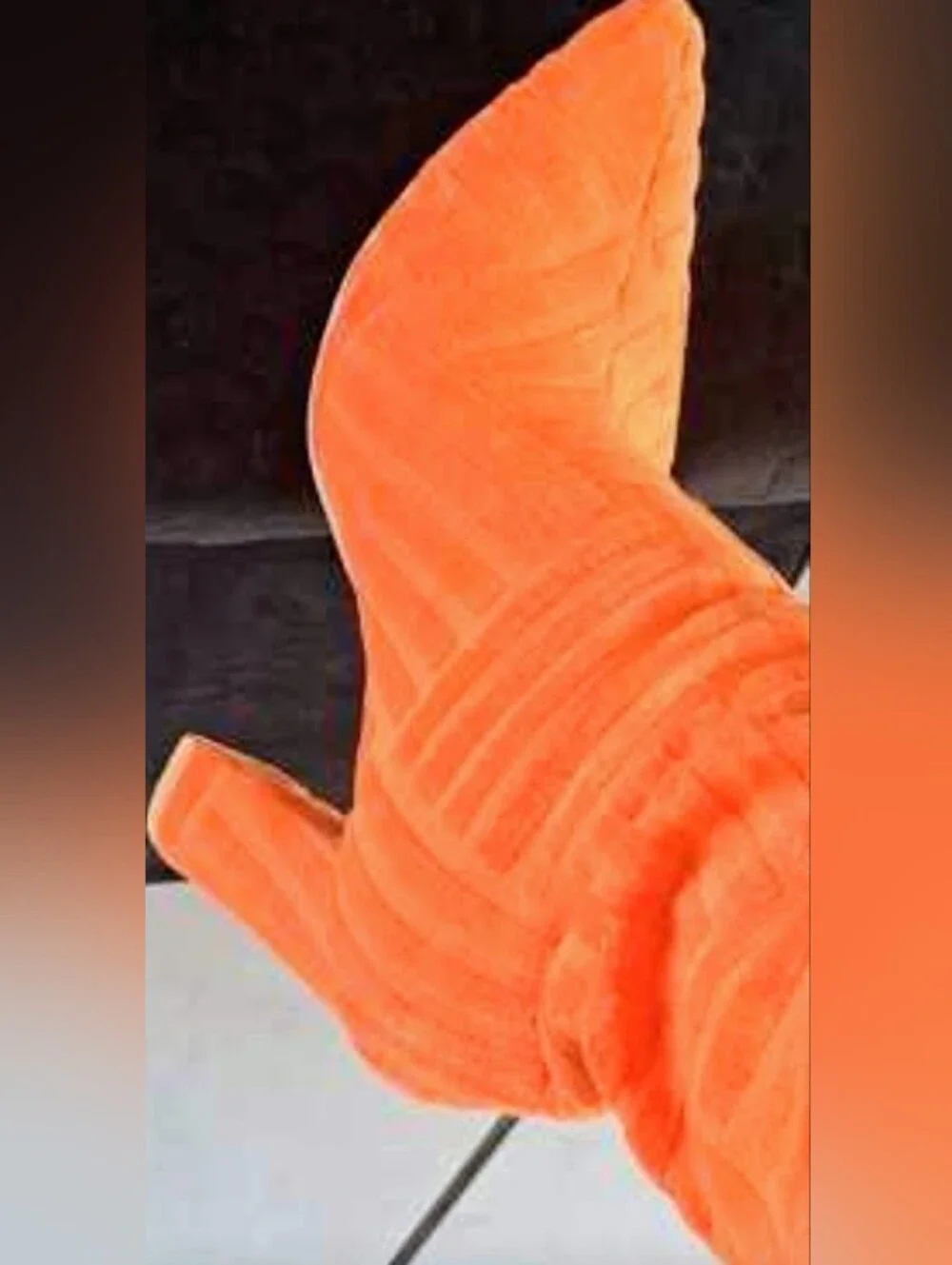 New! Retro Fabric Orange Knee-High Block Heel Boots - Women's